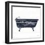 Shiplap Bath I Navy-Sue Schlabach-Framed Art Print