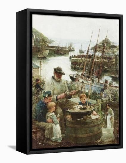 Shipmodel Maker with Harbour, 1908-John Robertson Reid-Framed Stretched Canvas