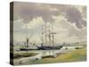 Shipping at Anchor, Woodbridge, Suffolk-Thomas Churchyard-Stretched Canvas