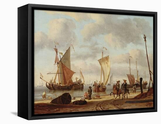 Shipping at Anchor-Abraham Storck-Framed Stretched Canvas