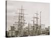 Shipping at East River Docks, New York-null-Stretched Canvas