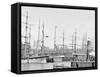 Shipping at East River Docks, New York-null-Framed Stretched Canvas