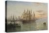 Shipping Below Hull, Evening-Arthur J. Meadows-Stretched Canvas