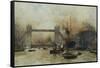 Shipping by Tower Bridge, London, England-Charles Dixon-Framed Stretched Canvas