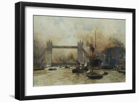 Shipping by Tower Bridge, London, England-Charles Dixon-Framed Giclee Print