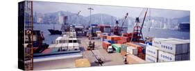 Shipping Containers, Victoria Harbor, Hong Kong, China-null-Stretched Canvas