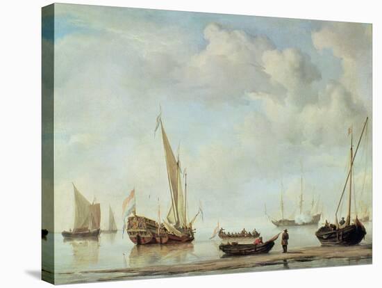 Shipping in a Calm-Willem Van De Velde The Younger-Stretched Canvas