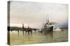 Shipping Near the Statue of Liberty-Christian Cornelius Dommerson-Stretched Canvas