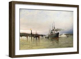 Shipping Near the Statue of Liberty-Christian Cornelius Dommerson-Framed Giclee Print