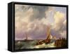 Shipping off a Jetty. 1852-Hermanus Koekkoek-Framed Stretched Canvas