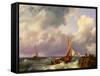 Shipping off a Jetty. 1852-Hermanus Koekkoek-Framed Stretched Canvas