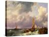 Shipping off a Jetty. 1852-Hermanus Koekkoek-Stretched Canvas