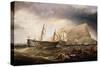 Shipping off Gibralter-Charles Henry Miller-Stretched Canvas