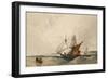 Shipping Off the Kent Coast (Pen and Grey Ink and Watercolours on Paper)-Richard Parkes Bonington-Framed Giclee Print