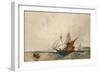 Shipping Off the Kent Coast (Pen and Grey Ink and Watercolours on Paper)-Richard Parkes Bonington-Framed Giclee Print