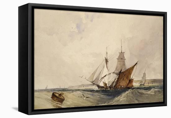 Shipping Off the Kent Coast (Pen and Grey Ink and Watercolours on Paper)-Richard Parkes Bonington-Framed Stretched Canvas