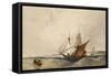 Shipping Off the Kent Coast (Pen and Grey Ink and Watercolours on Paper)-Richard Parkes Bonington-Framed Stretched Canvas