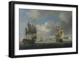Shipping Off the South Coast of England-Charles Brooking-Framed Giclee Print