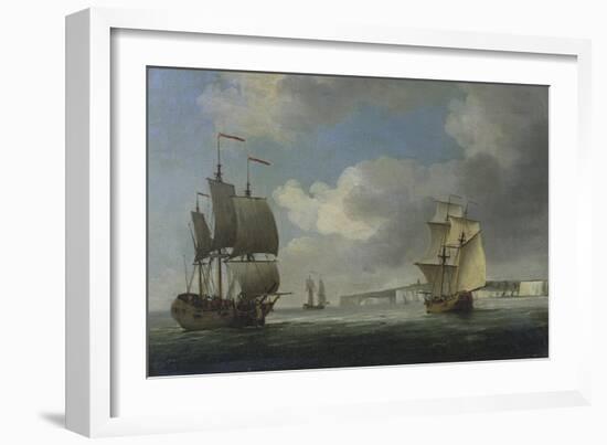 Shipping Off the South Coast of England-Charles Brooking-Framed Giclee Print