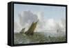 Shipping Offshore in a Breeze-Jan Porcellis-Framed Stretched Canvas