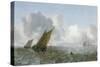 Shipping Offshore in a Breeze-Jan Porcellis-Stretched Canvas