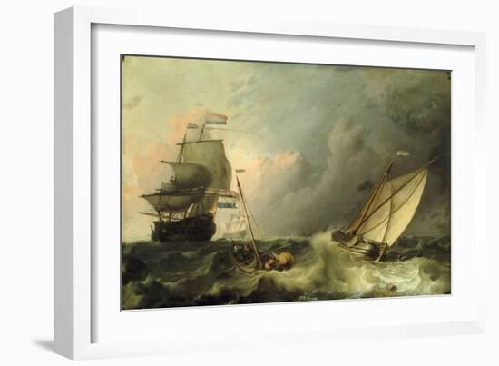 Shipping on a Choppy Sea-Ludolf Backhuysen-Framed Giclee Print