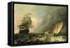 Shipping on a Choppy Sea-Ludolf Backhuysen-Framed Stretched Canvas