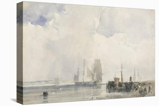 Shipping on an Estuary-Richard Parkes Bonington-Stretched Canvas