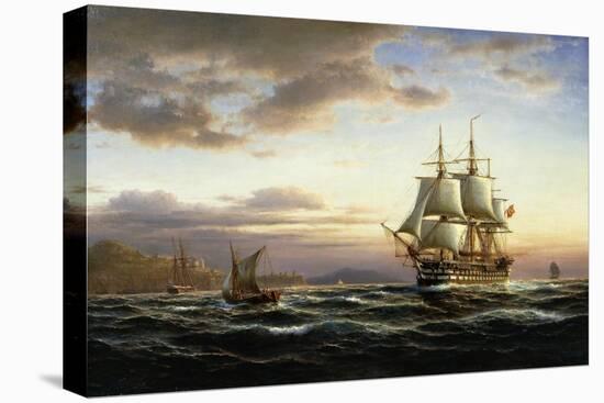 Shipping on the Bosphorus-Franz Johann Wilhelm Hunten-Stretched Canvas