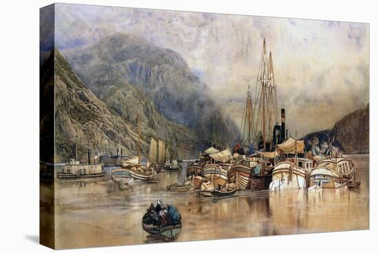 Shipping on the Hudson River-Samuel Colman-Stretched Canvas