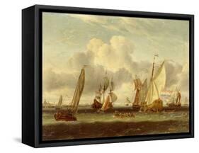 Shipping on the Ij at Amsterdam Harbour-Abraham Storck-Framed Stretched Canvas