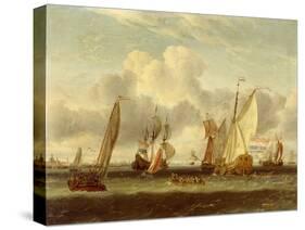 Shipping on the Ij at Amsterdam Harbour-Abraham Storck-Stretched Canvas