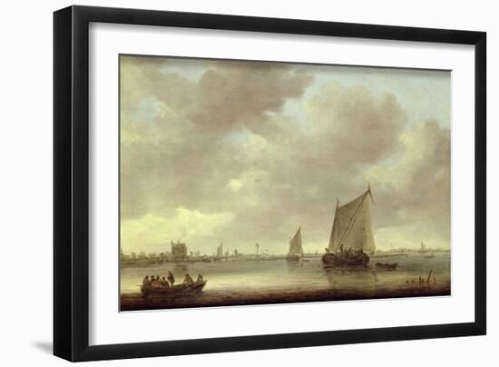 Shipping on the Kil with `Oude Wachthuis' and the Grote Kerk, Dordrecht Beyond-Jan Van Goyen-Framed Giclee Print