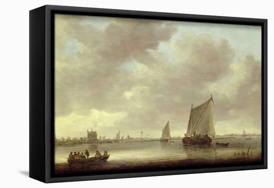 Shipping on the Kil with `Oude Wachthuis' and the Grote Kerk, Dordrecht Beyond-Jan Van Goyen-Framed Stretched Canvas