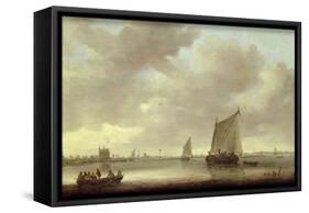 Shipping on the Kil with `Oude Wachthuis' and the Grote Kerk, Dordrecht Beyond-Jan Van Goyen-Framed Stretched Canvas