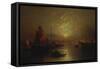 Shipping on the Lagoon, Venice at Sunset-Franz Richard Unterberger-Framed Stretched Canvas