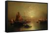 Shipping on the Lagoon, Venice, at Sunset-Franz Richard Unterberger-Framed Stretched Canvas