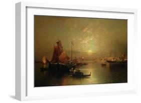 Shipping on the Lagoon, Venice, at Sunset-Franz Richard Unterberger-Framed Giclee Print