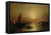 Shipping on the Lagoon, Venice, at Sunset-Franz Richard Unterberger-Framed Stretched Canvas