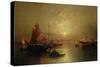 Shipping on the Lagoon, Venice, at Sunset-Franz Richard Unterberger-Stretched Canvas