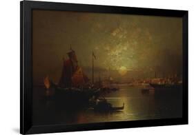 Shipping on the Lagoon, Venice at Sunset-Franz Richard Unterberger-Framed Giclee Print