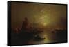 Shipping on the Lagoon, Venice at Sunset-Franz Richard Unterberger-Framed Stretched Canvas