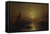 Shipping on the Lagoon, Venice at Sunset-Franz Richard Unterberger-Framed Stretched Canvas