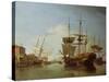 Shipping on the Thames at Rotherhithe, C.1753-Samuel Scott-Stretched Canvas