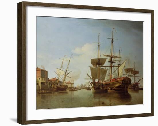 Shipping on the Thames at Rotherhithe, C.1753-Samuel Scott-Framed Giclee Print