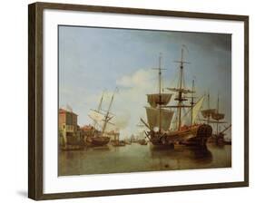 Shipping on the Thames at Rotherhithe, C.1753-Samuel Scott-Framed Giclee Print