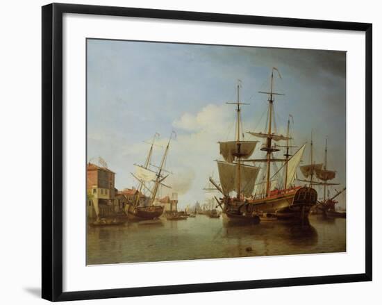 Shipping on the Thames at Rotherhithe, C.1753-Samuel Scott-Framed Giclee Print