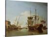 Shipping on the Thames at Rotherhithe, C.1753-Samuel Scott-Stretched Canvas