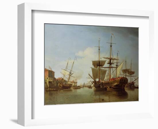 Shipping on the Thames at Rotherhithe, C.1753-Samuel Scott-Framed Giclee Print
