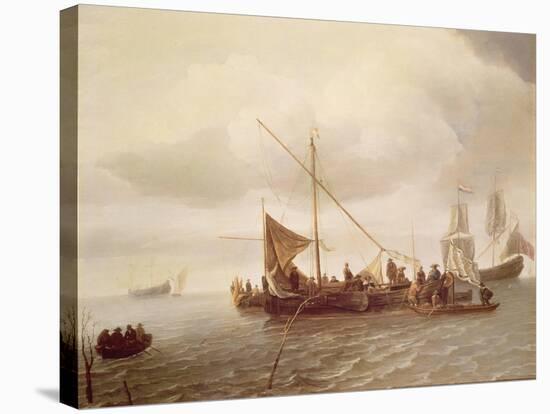 Shipping Scene-Simon Jacobsz. Vlieger-Stretched Canvas